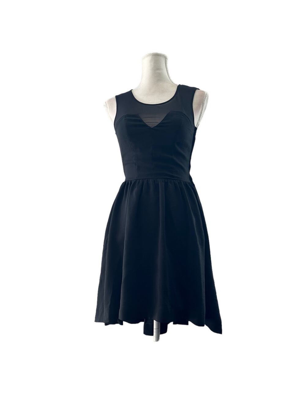 H&M women High low Flared skirt black dress semi sheer solid Size 4